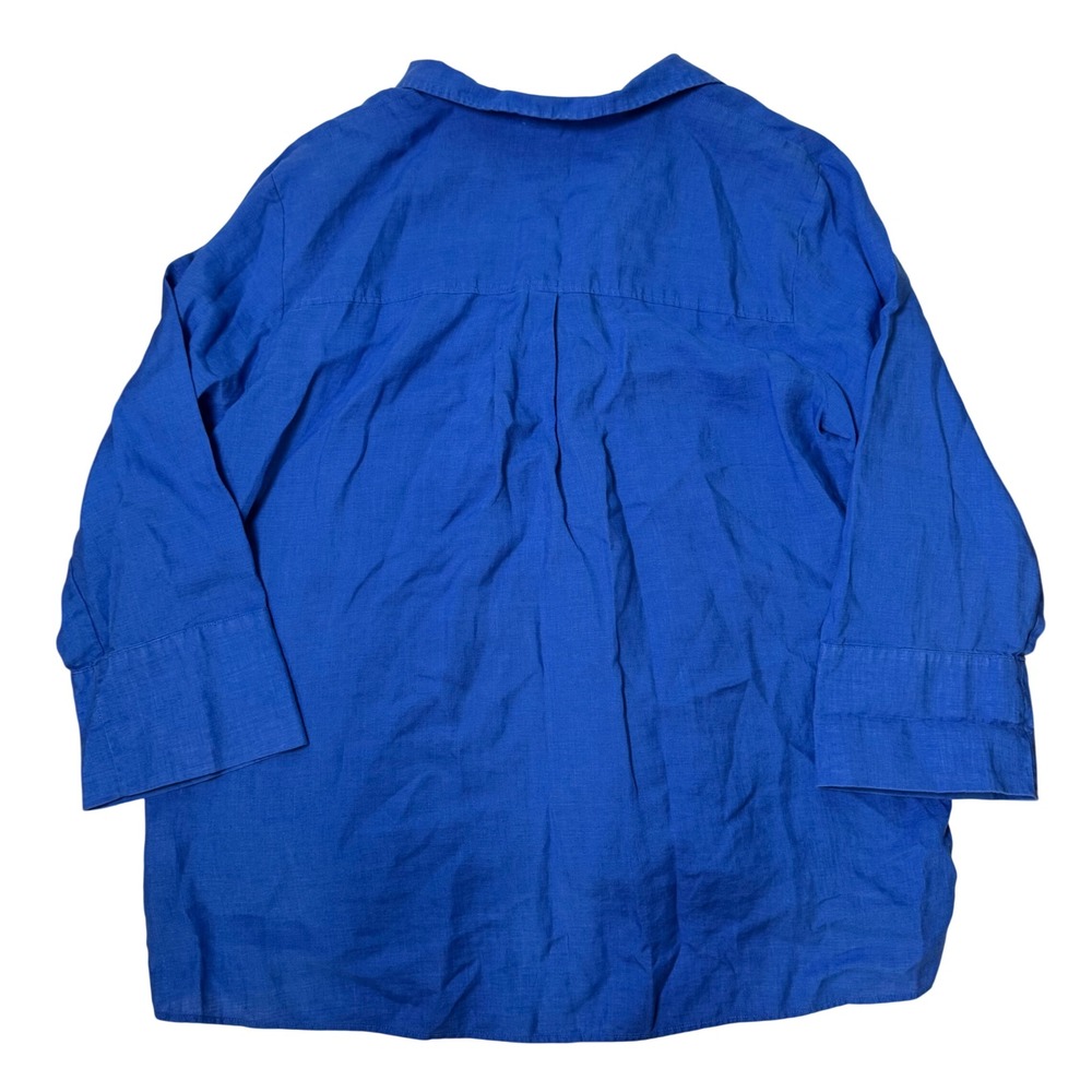 Hinson Wu Salina Blouse Lapis Linen Womens Size XL 3/4 Sleeves - Picture 4 of 8